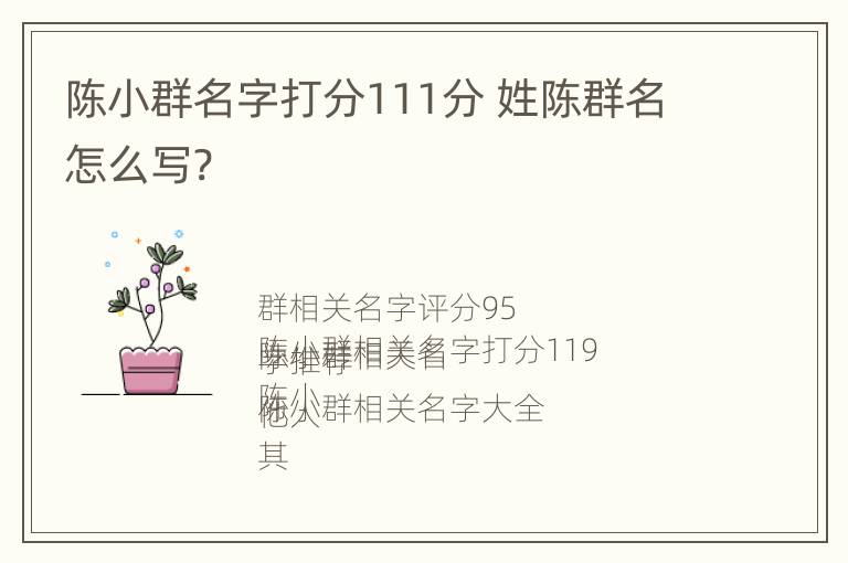 陈小群名字打分111分 姓陈群名怎么写?