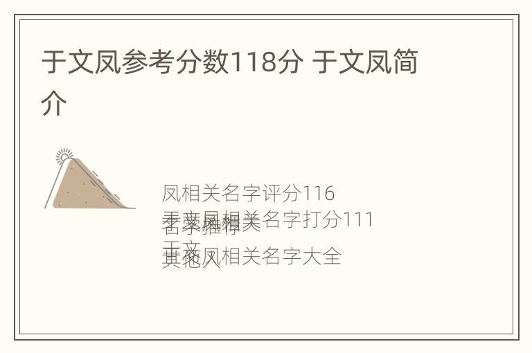 于文凤参考分数118分 于文凤简介