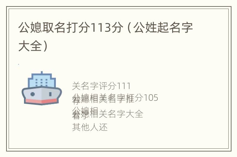 公媳取名打分113分（公姓起名字大全）