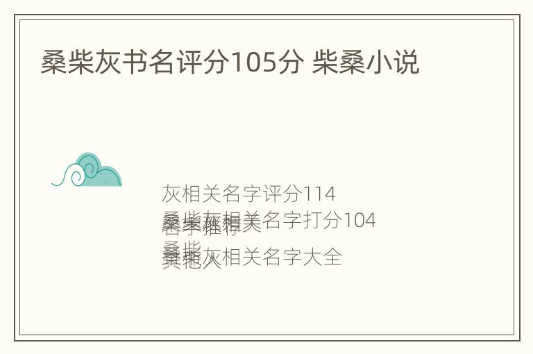 桑柴灰书名评分105分 柴桑小说