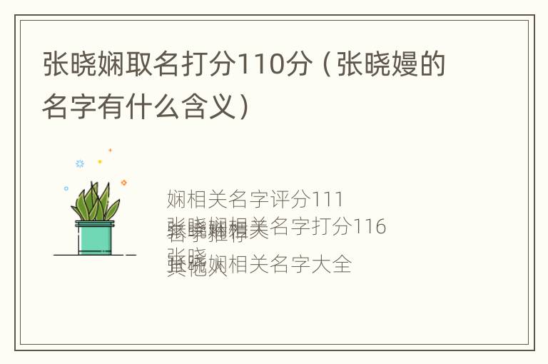 张晓娴取名打分110分（张晓嫚的名字有什么含义）