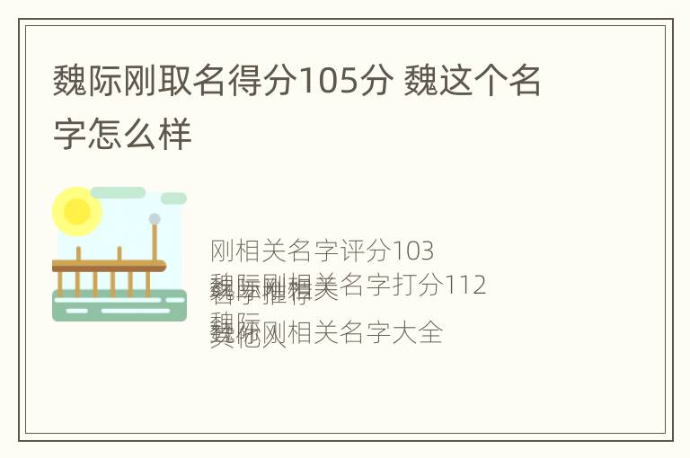 魏际刚取名得分105分 魏这个名字怎么样