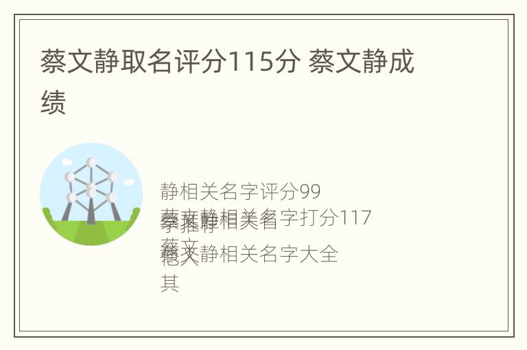 蔡文静取名评分115分 蔡文静成绩