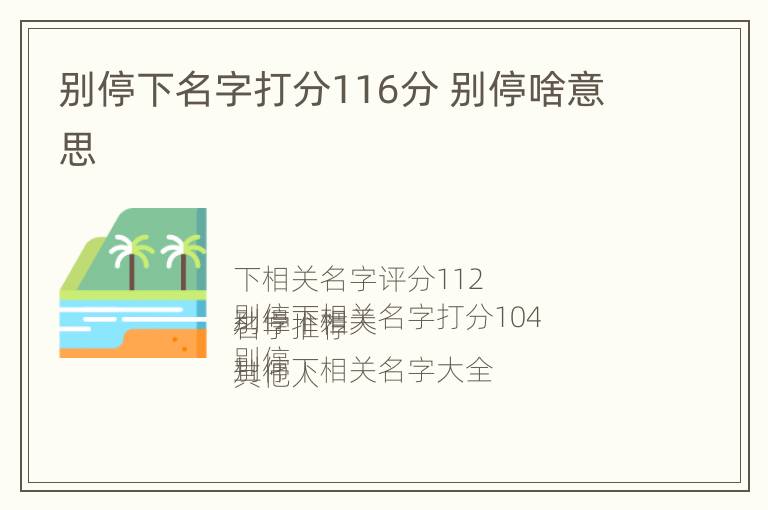 别停下名字打分116分 别停啥意思