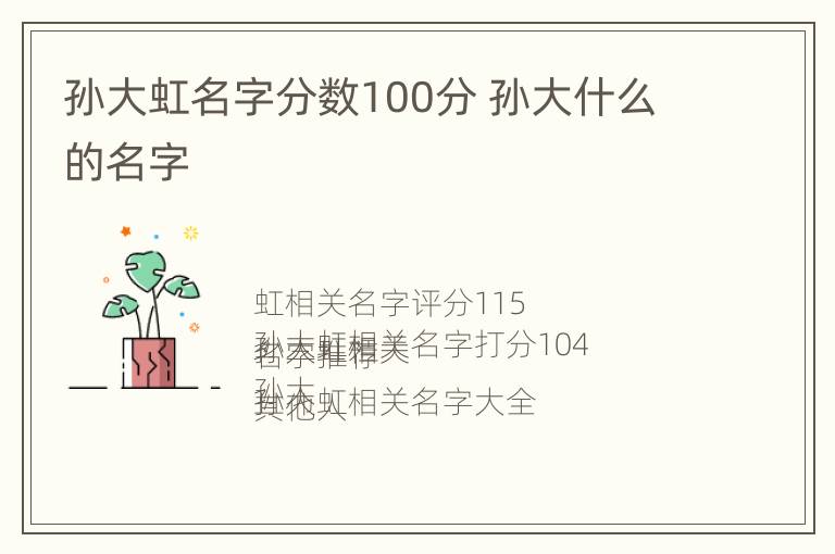 孙大虹名字分数100分 孙大什么的名字