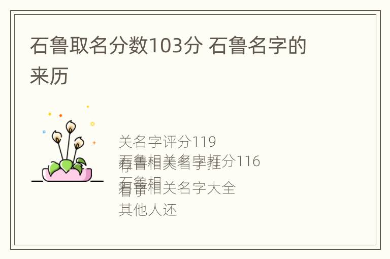 石鲁取名分数103分 石鲁名字的来历