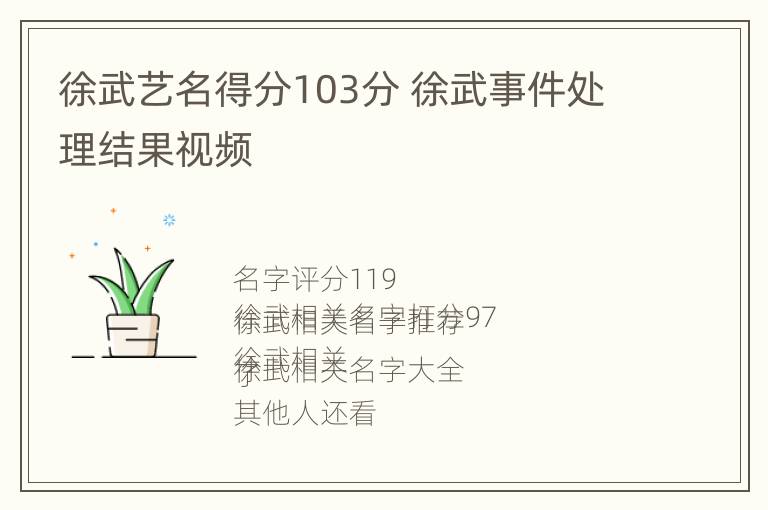 徐武艺名得分103分 徐武事件处理结果视频