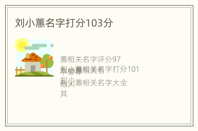 刘小蕙名字打分103分
