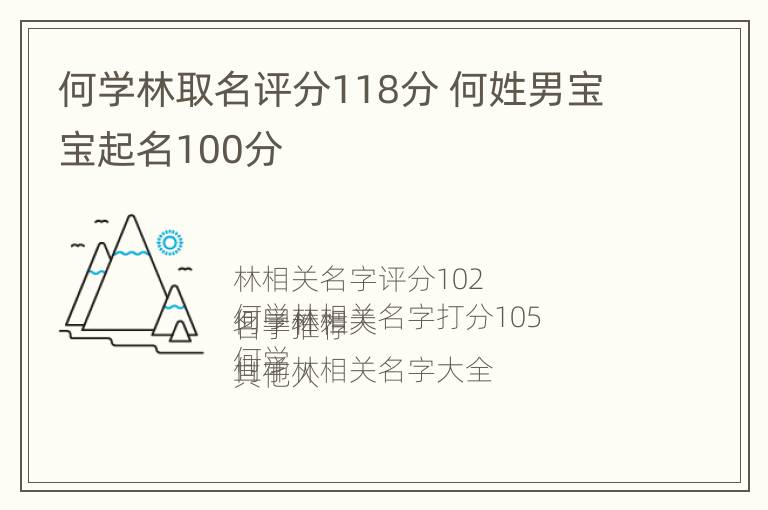 何学林取名评分118分 何姓男宝宝起名100分