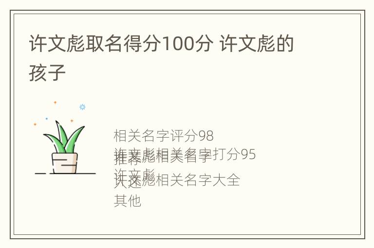 许文彪取名得分100分 许文彪的孩子