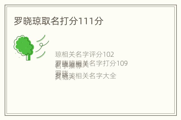 罗晓琼取名打分111分