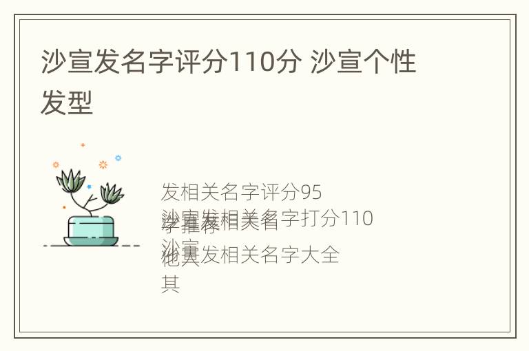 沙宣发名字评分110分 沙宣个性发型