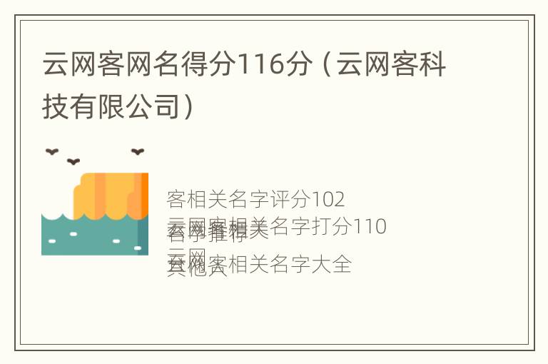 云网客网名得分116分（云网客科技有限公司）