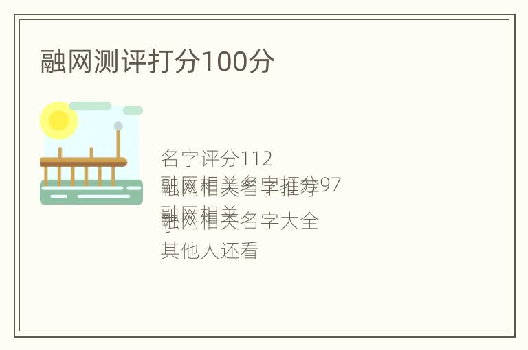 融网测评打分100分