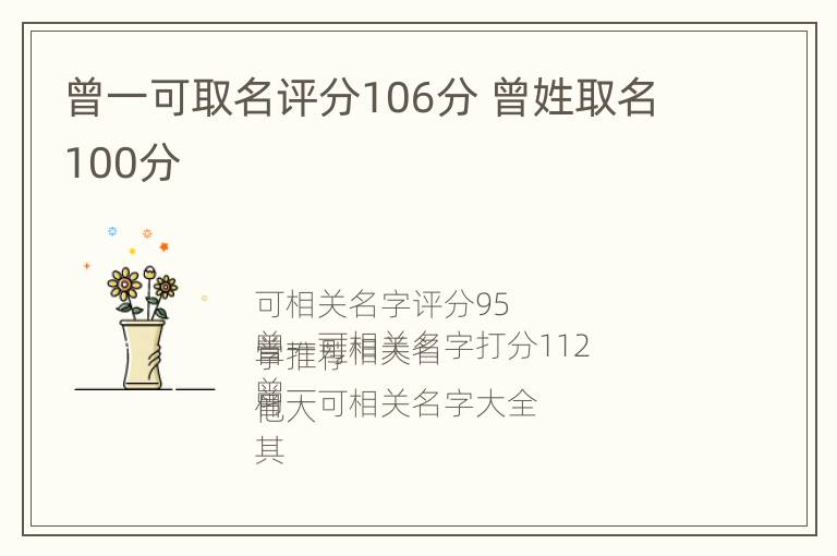 曾一可取名评分106分 曾姓取名100分