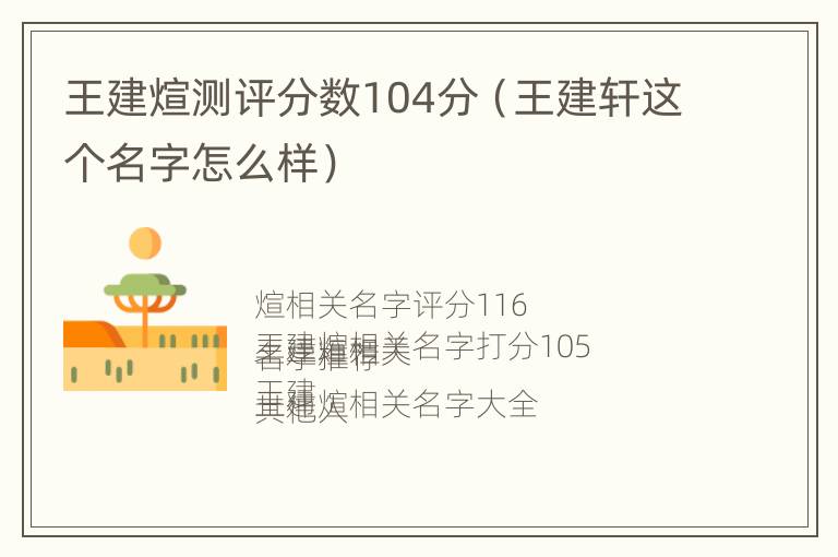 王建煊测评分数104分（王建轩这个名字怎么样）