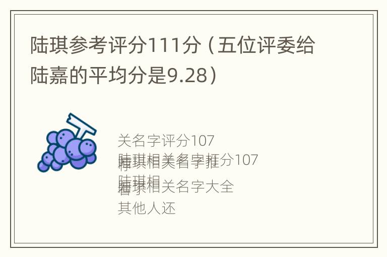 陆琪参考评分111分（五位评委给陆嘉的平均分是9.28）