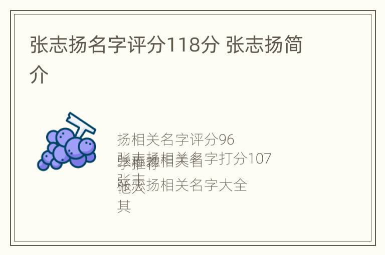 张志扬名字评分118分 张志扬简介