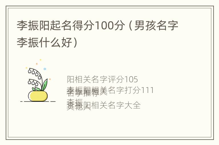 李振阳起名得分100分（男孩名字李振什么好）