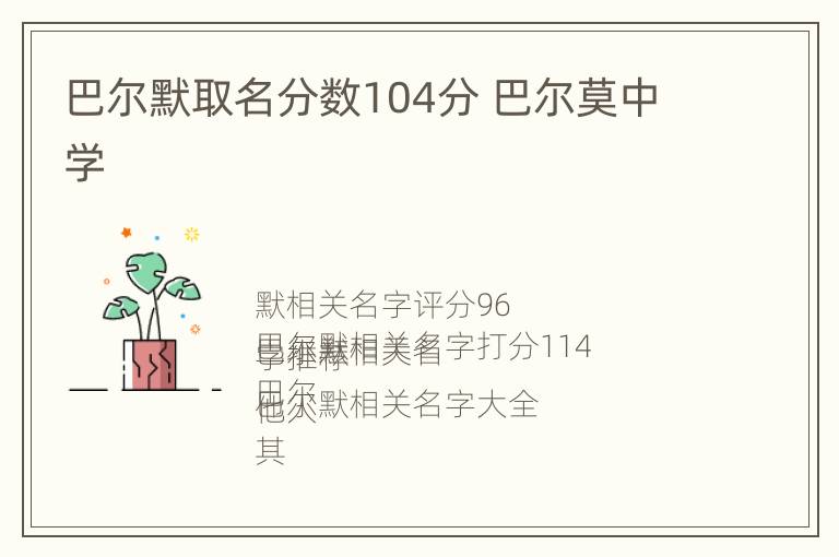 巴尔默取名分数104分 巴尔莫中学