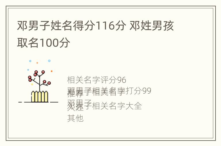 邓男子姓名得分116分 邓姓男孩取名100分