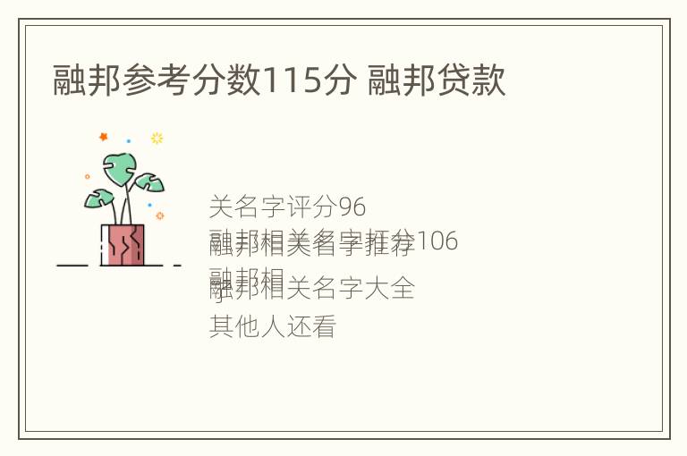 融邦参考分数115分 融邦贷款