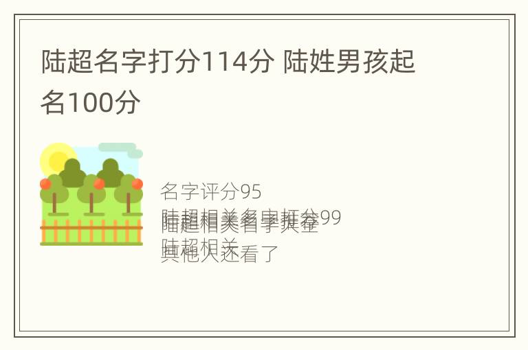 陆超名字打分114分 陆姓男孩起名100分