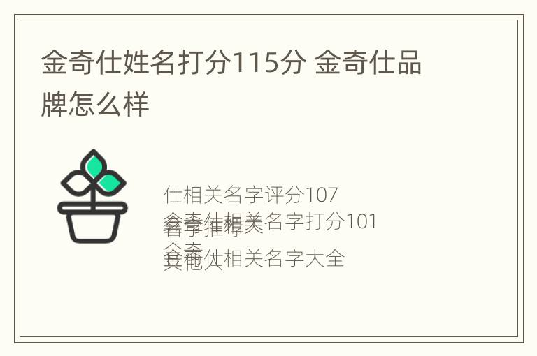 金奇仕姓名打分115分 金奇仕品牌怎么样