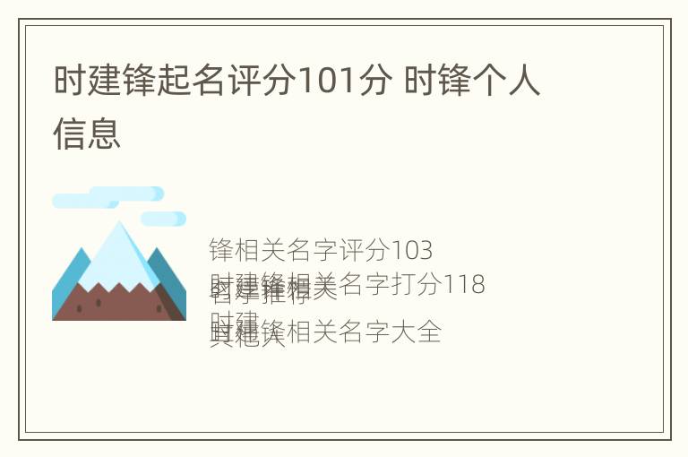 时建锋起名评分101分 时锋个人信息