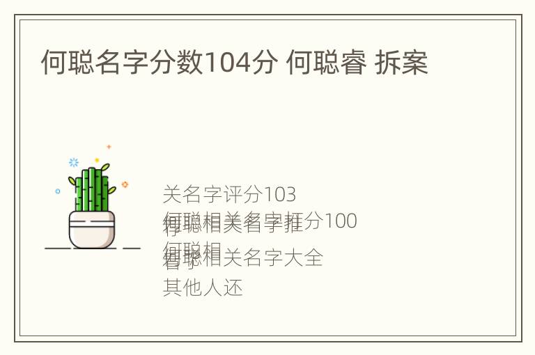 何聪名字分数104分 何聪睿 拆案