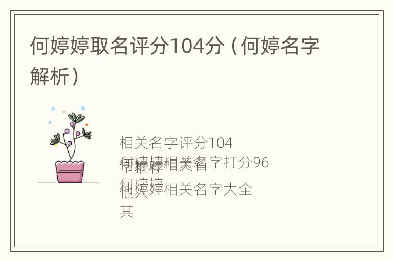 何婷婷取名评分104分（何婷名字解析）