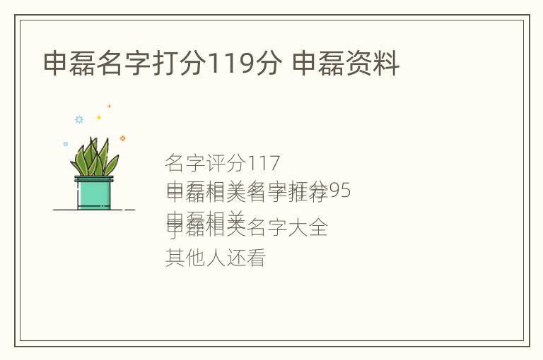 申磊名字打分119分 申磊资料