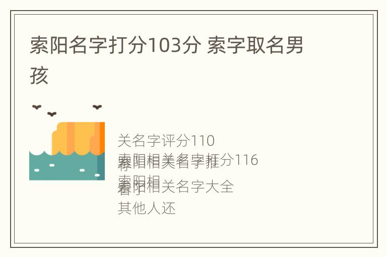 索阳名字打分103分 索字取名男孩