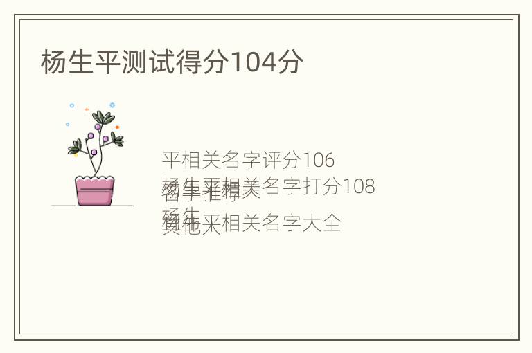 杨生平测试得分104分