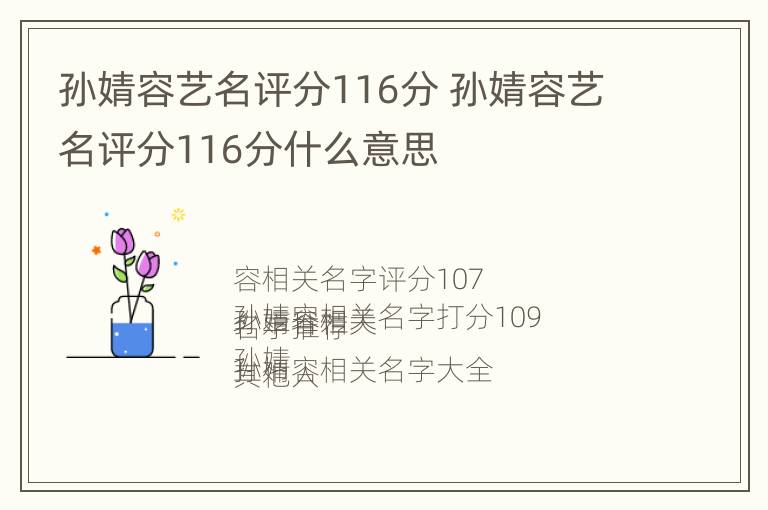 孙婧容艺名评分116分 孙婧容艺名评分116分什么意思