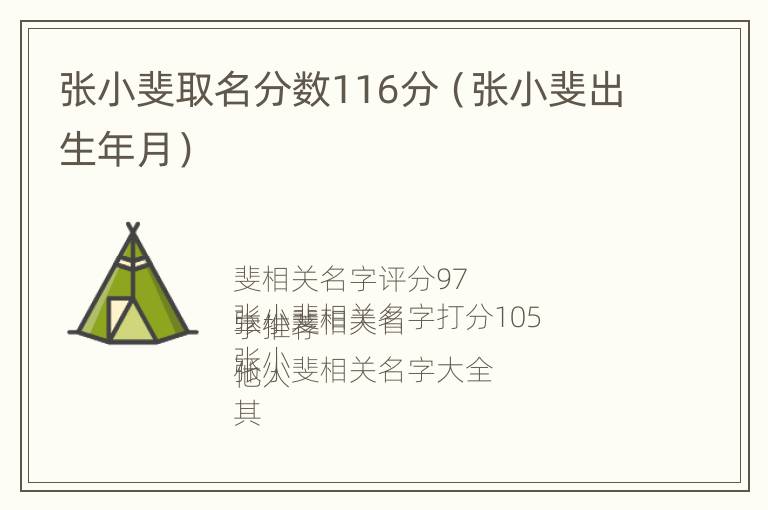 张小斐取名分数116分（张小斐出生年月）