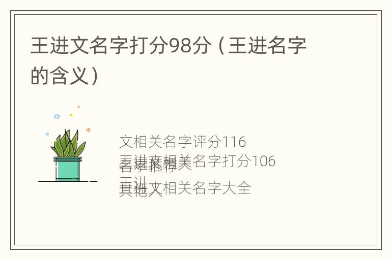 王进文名字打分98分（王进名字的含义）