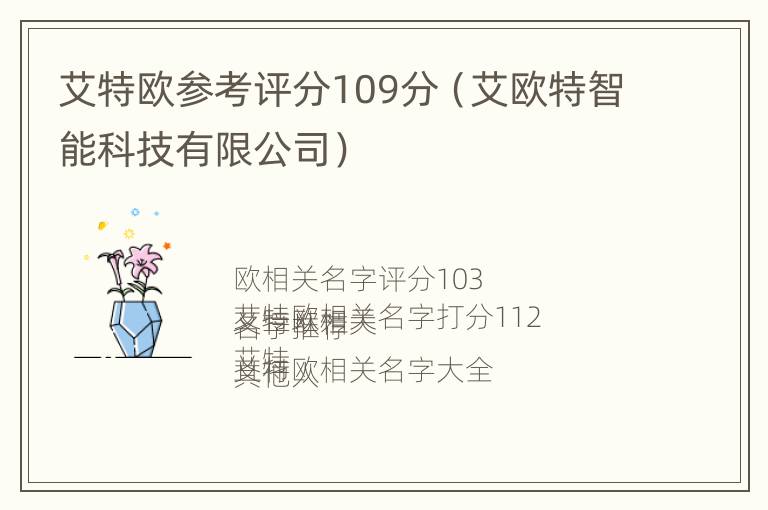 艾特欧参考评分109分（艾欧特智能科技有限公司）