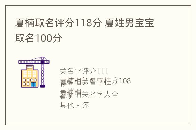 夏楠取名评分118分 夏姓男宝宝取名100分