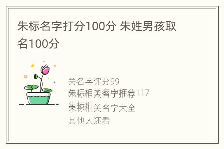 朱标名字打分100分 朱姓男孩取名100分