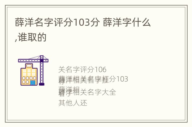 薛洋名字评分103分 薛洋字什么,谁取的