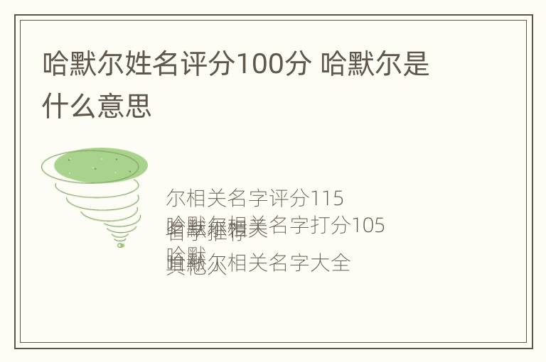 哈默尔姓名评分100分 哈默尔是什么意思