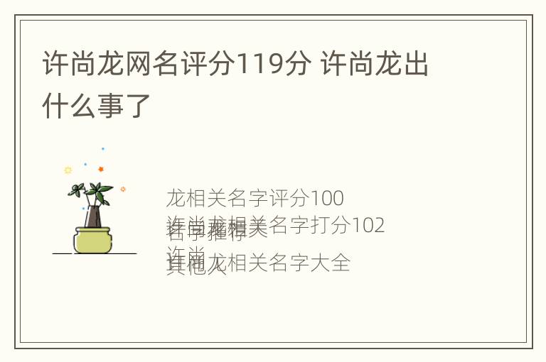 许尚龙网名评分119分 许尚龙出什么事了