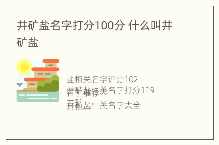 井矿盐名字打分100分 什么叫井矿盐