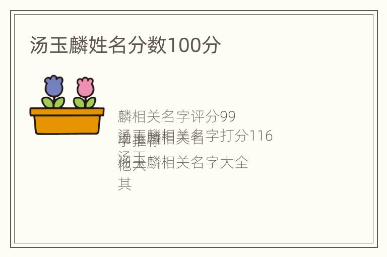 汤玉麟姓名分数100分