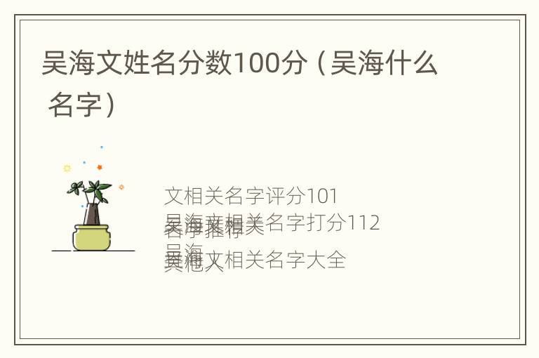 吴海文姓名分数100分（吴海什么 名字）