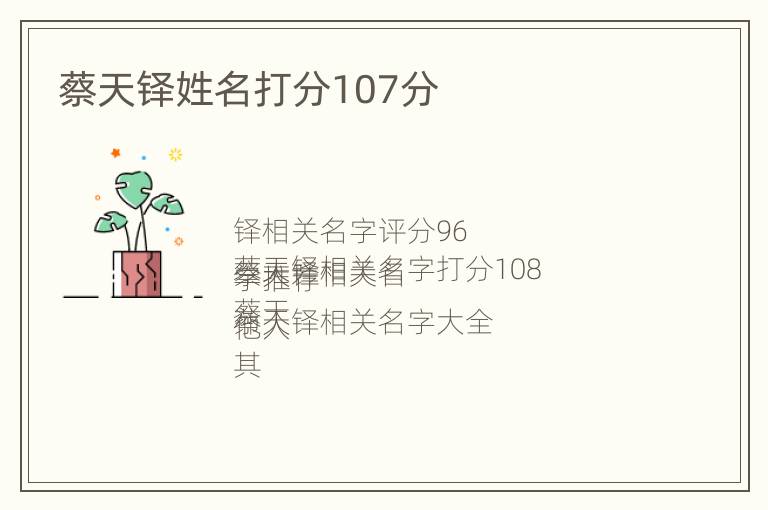 蔡天铎姓名打分107分