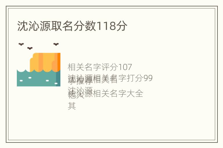 沈沁源取名分数118分