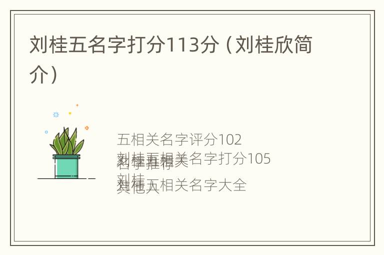 刘桂五名字打分113分（刘桂欣简介）