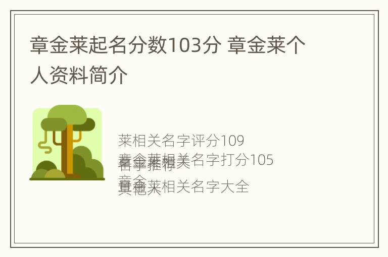 章金莱起名分数103分 章金莱个人资料简介